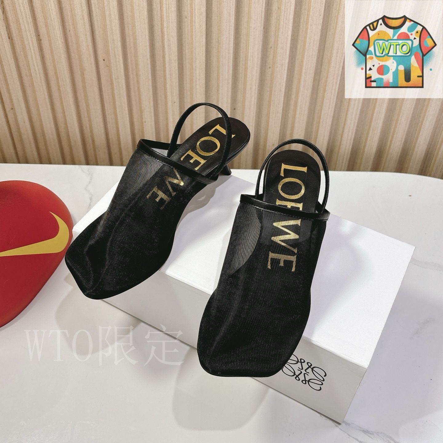 LOEWE ロエベ メッシュ ハイヒール スリッパー サンダル03