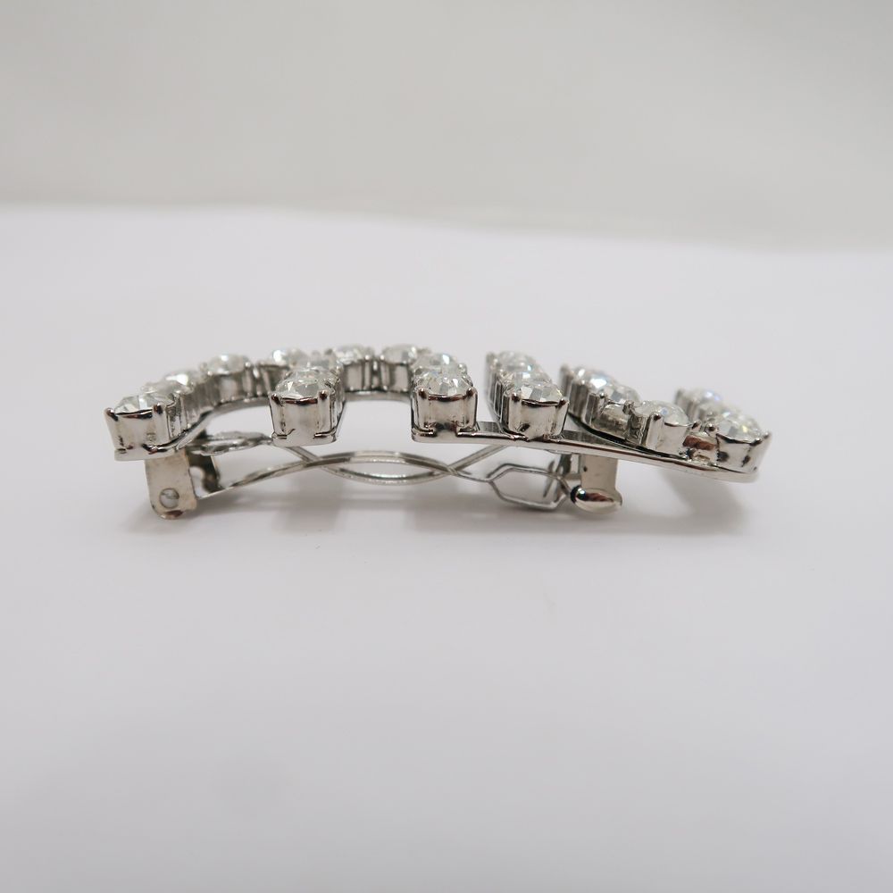 9/7までお値下げ　ミュウミュウ ロゴ バレッタ ラインストーン シルバー 名東】【MIUMIU】ミュウミュウ ロゴ ラインストーン 5JF082 バレッタ