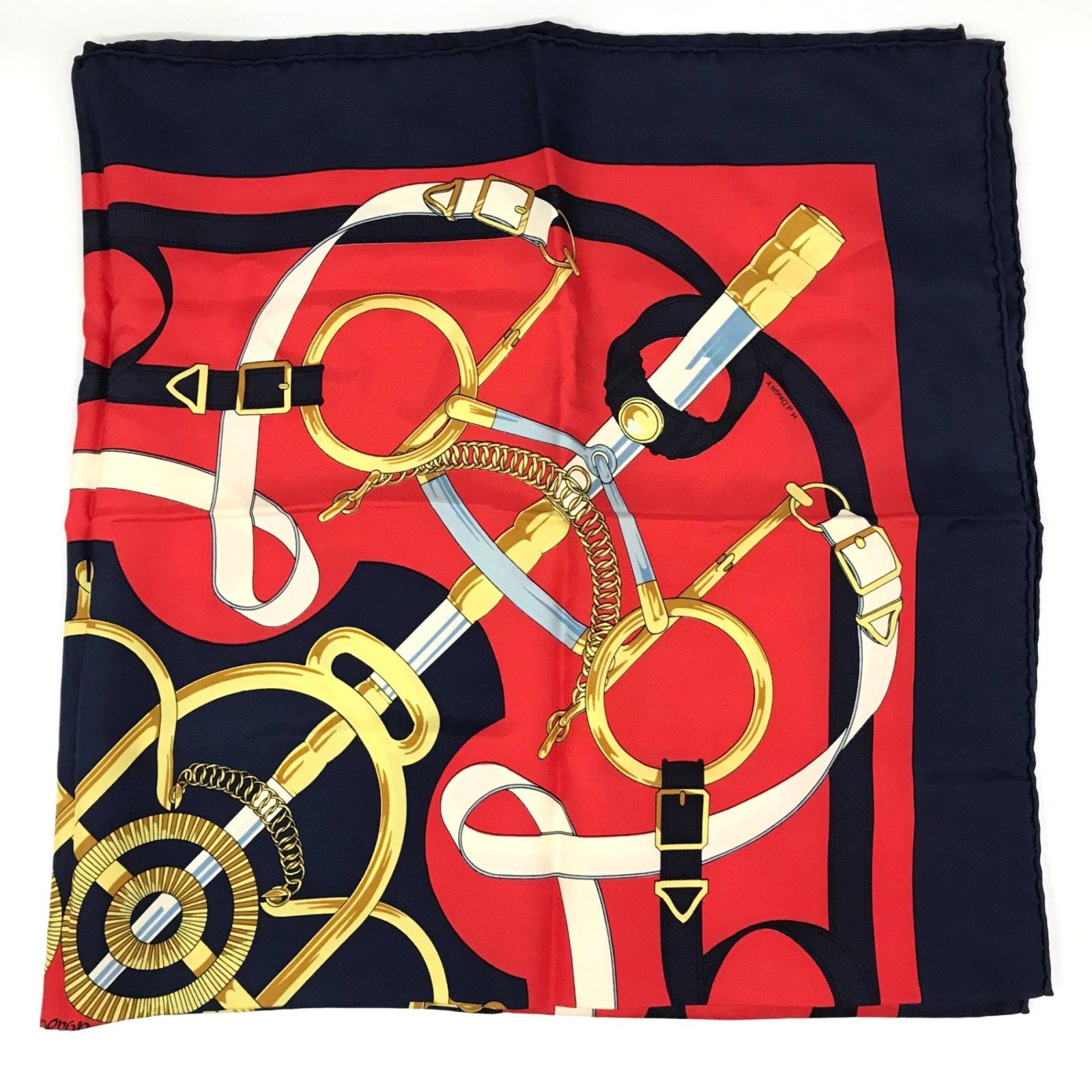 エルメス カレ90 黄金の拍車 Eperon dor シルク 大判 スカーフ AB