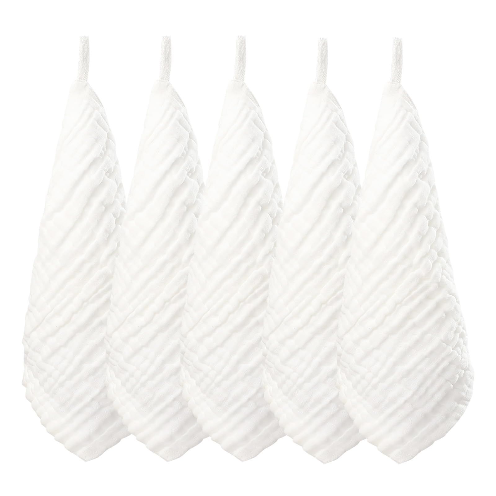 数量 ループ付 名前入 30 x cm 柔らかく 綿 セット ベビーガーゼ 6層 赤ちゃん ホワイト ガーゼハンカチ MOMSMENU