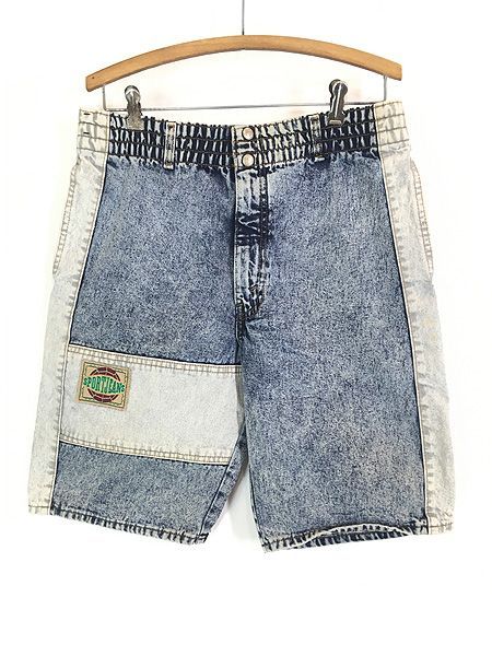 古着 90s Levi s Sport Jeans 841-9519 2tone ケミカル デニム ショーツ ショート パンツ M