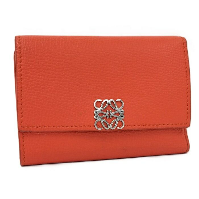 LOEWE バーティカルウォレット 三つ折り財布 アナグラム レザー