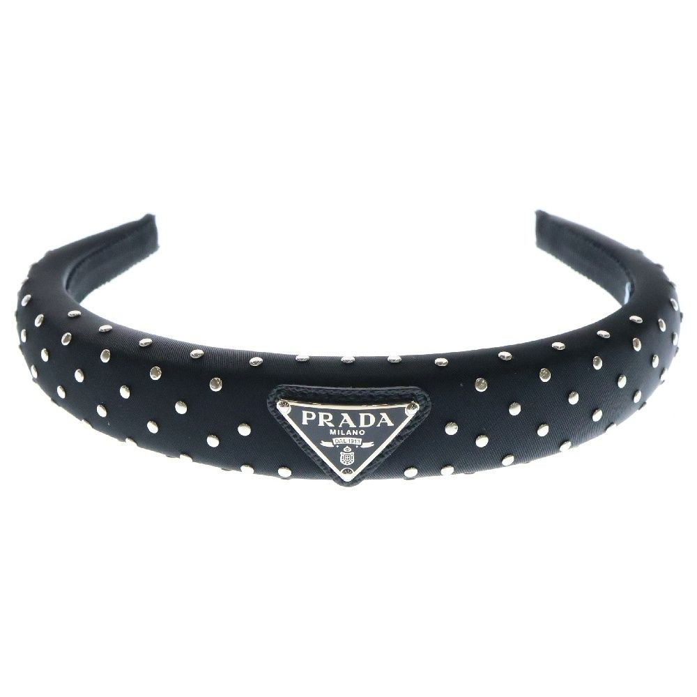 PRADA (プラダ) トライアングルプレートロゴ スタッズ カチューシャ  