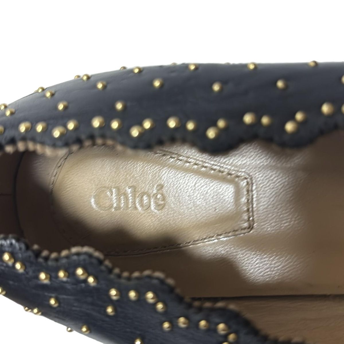Chloe(クロエ) フラットシューズ 37 レディース - 黒 スタッズ レザー 