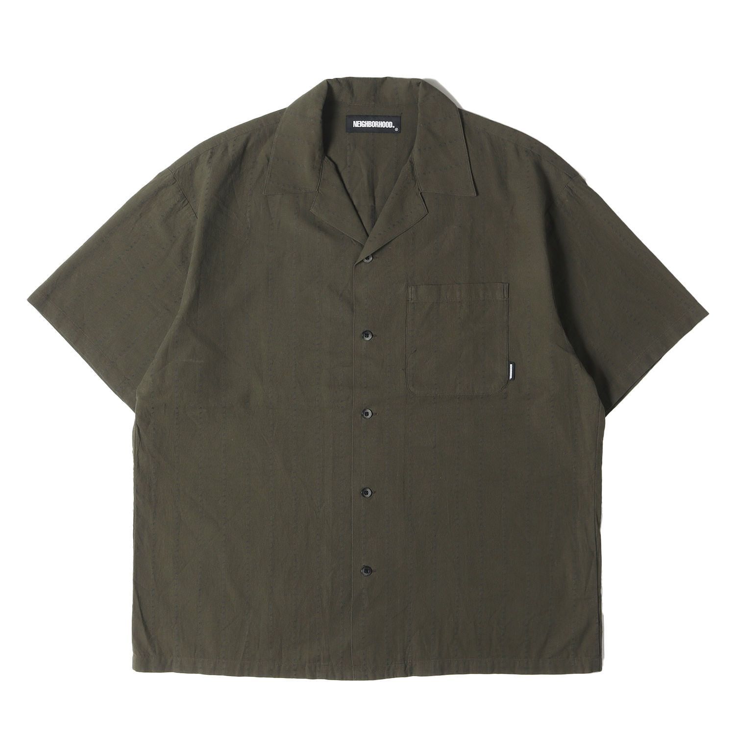 NEIGHBORHOOD ネイバーフッド シャツ サイズ L | 22SS ドビー ストライプ オープン シャツ ワーク 半袖シャツ DOBBY | C-SHIRT . SS | オリーブドラブ | トップス カジュアルシャツ メンズ