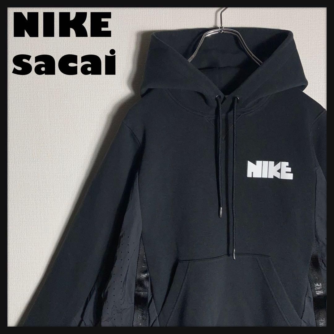 NIKE x sacai コラボ ロゴ入りプルオーバーパーカー 黒 XS - メルカリ