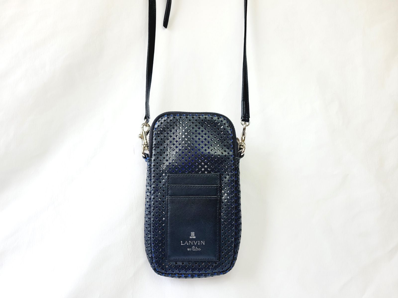 JAL限定】ランバン オン ブルー ジュエルポーチ&ストラップ 黒 JAL機内