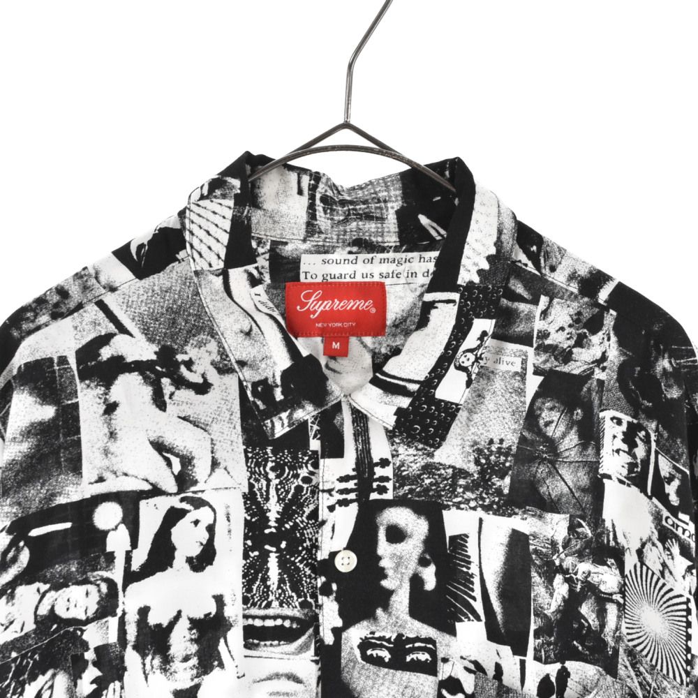 SUPREME (シュプリーム) 18SS vibrations rayon shirt バイブレーション フォト 総柄 レーヨン シャツ ブラック/ホワイト  - メルカリ