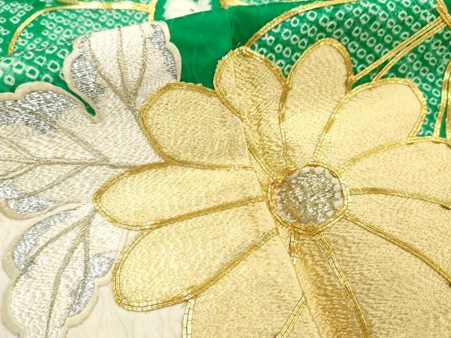 七五三七歳‼️豪華正絹絞り‼️駒刺繍草花文❤️金糸刺繍煌びやか圧巻セット 正絹袋帯‼️豪華絢爛全通柄‼️艶やかな花金糸刺繍煌びやか華やぐ