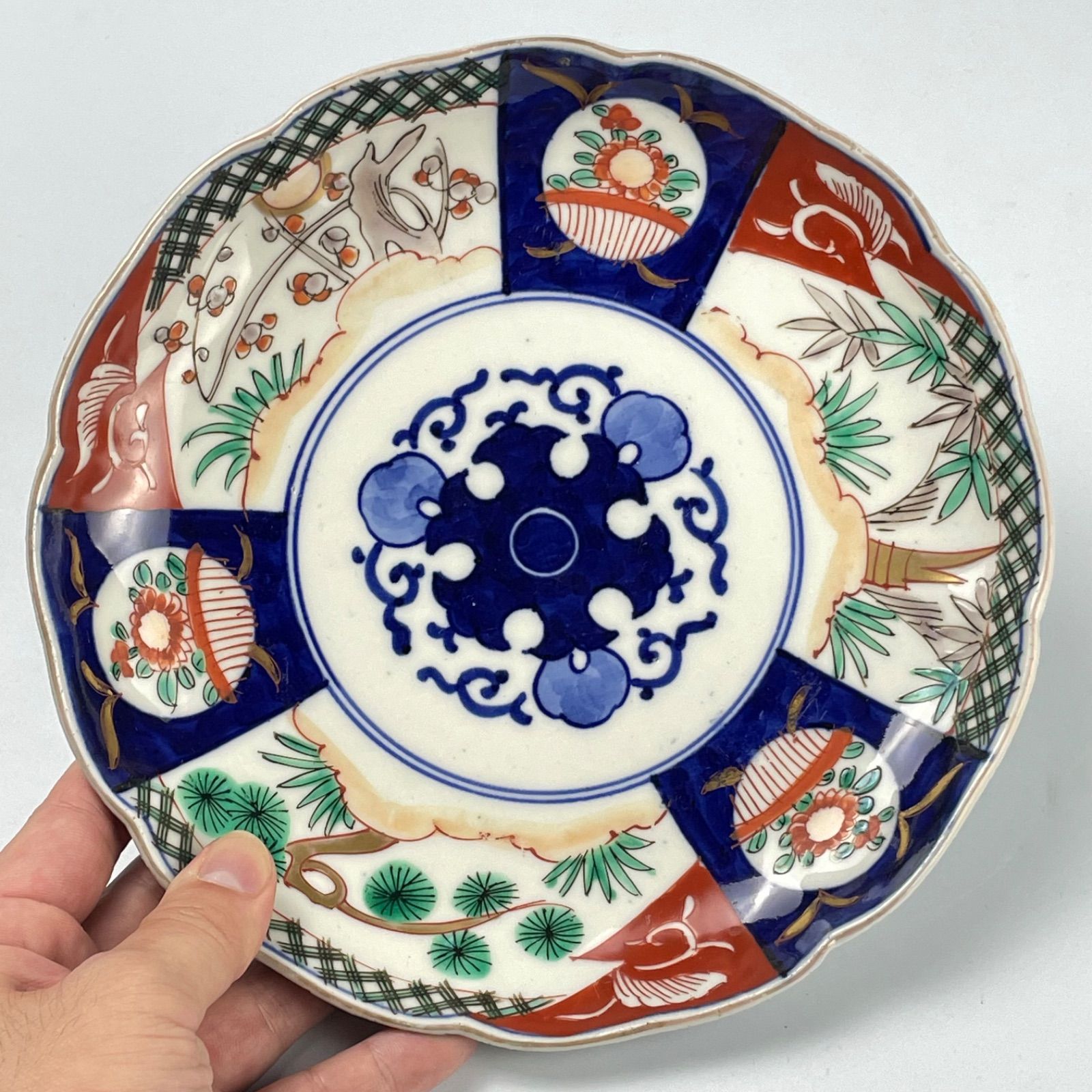 348 色絵 松竹梅 古伊万里 伊万里焼 骨董 アンティーク 7寸皿 5