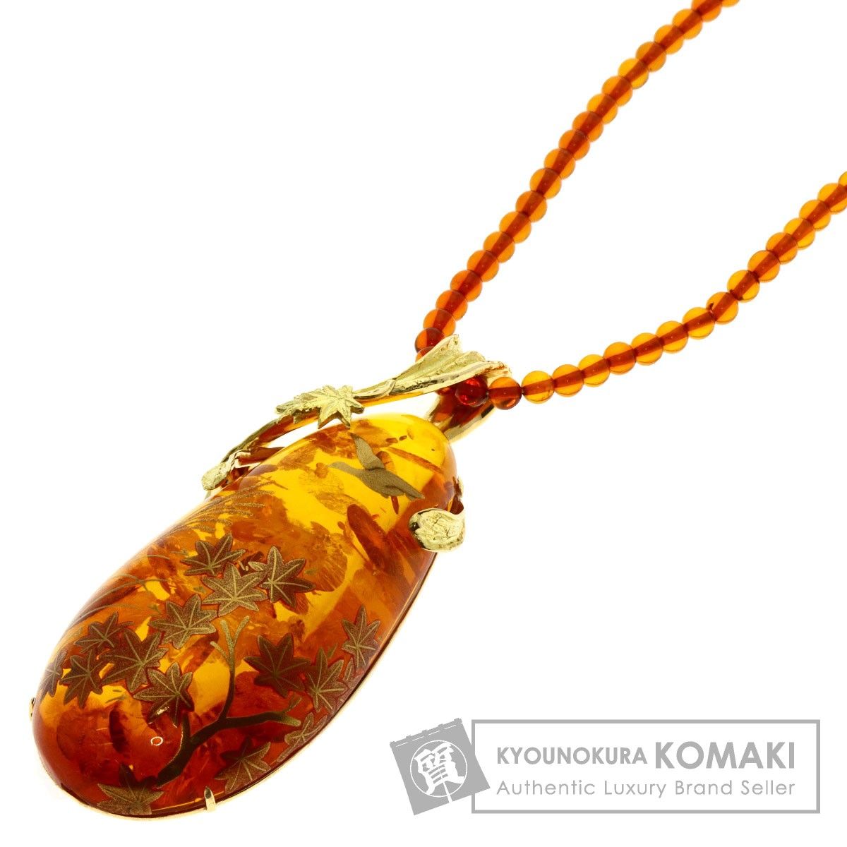 SELECT JEWELRY セレクトジュエリー コハク 琥珀 ネックレス K18YG 