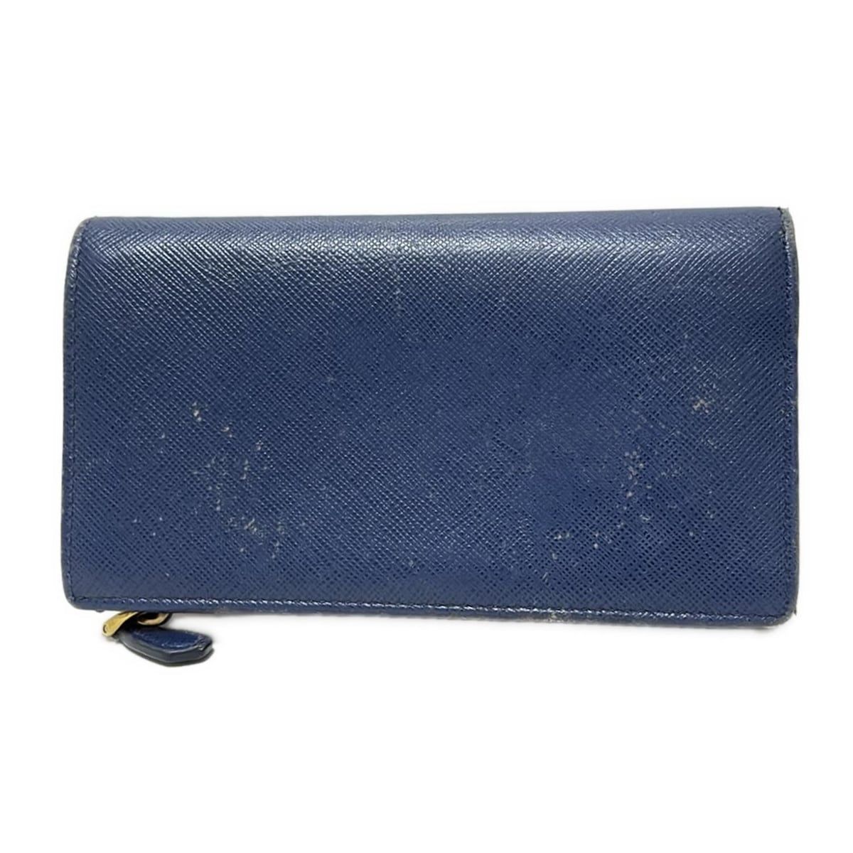 PRADA プラダ 2つ折り財布 - 1ML009 ネイビー レザー
