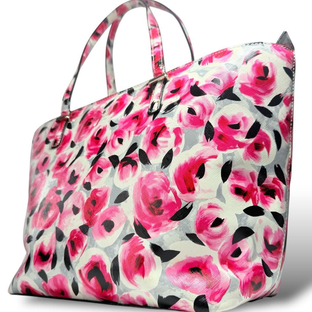 ケイトスペード 大容量 トートバッグ ハンドバッグ 総柄 肩掛け 鑑定済】kate spade ケイトスペード 花柄 トートバッグ 肩掛け