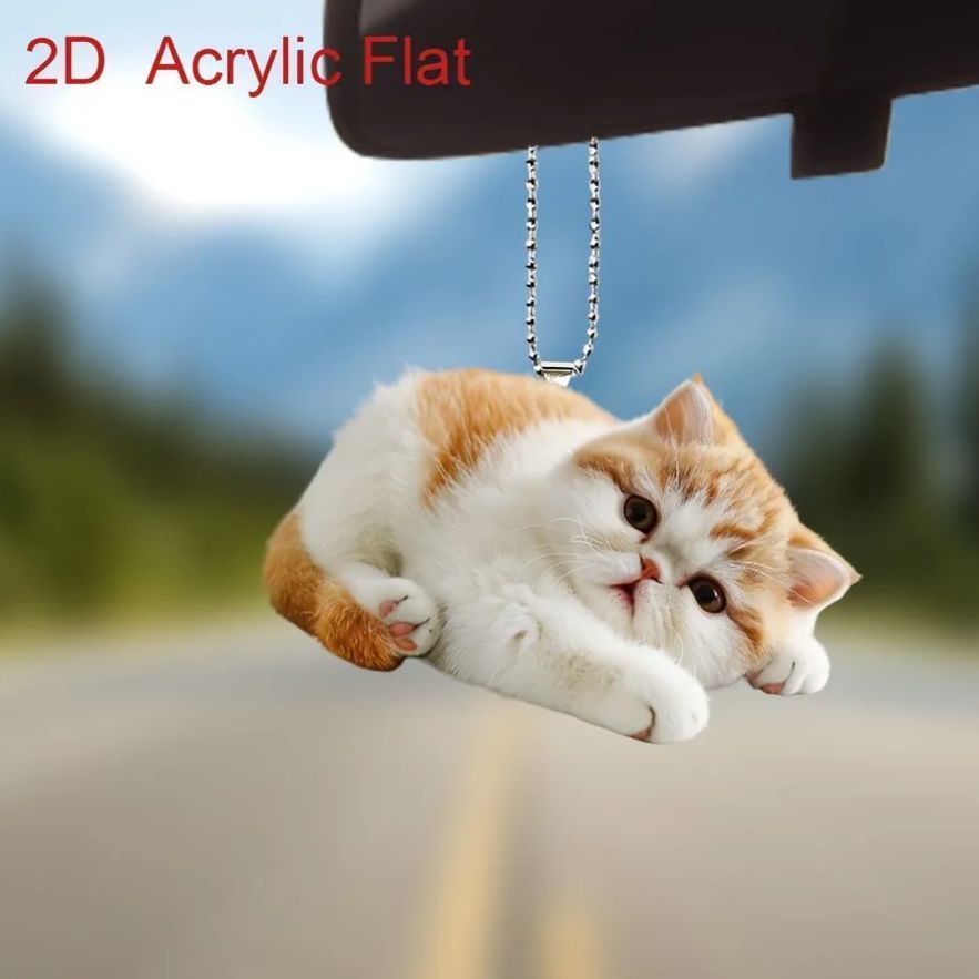 キーホルダー 子猫 かわいい くつろぐ 2D アクリル 8cm 寝転ぶネコ