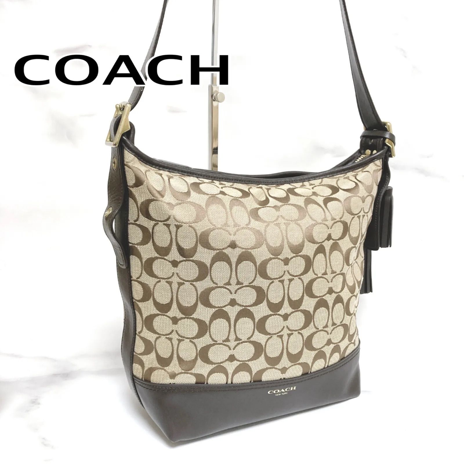 美品】COACH coach コーチ キャンバス レザー ハンドバッグ 