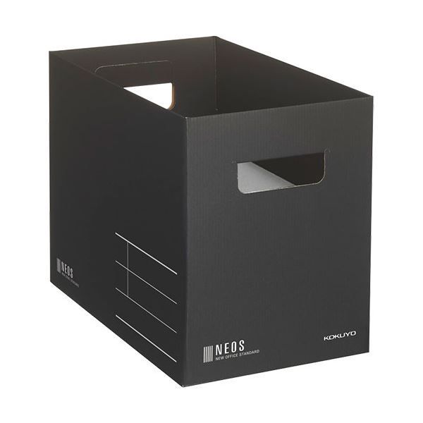 (まとめ) コクヨ 収納ボックス（NEOS）Mサイズ ブラック A4-NEMB-D 1個 【×10セット】 9,240円