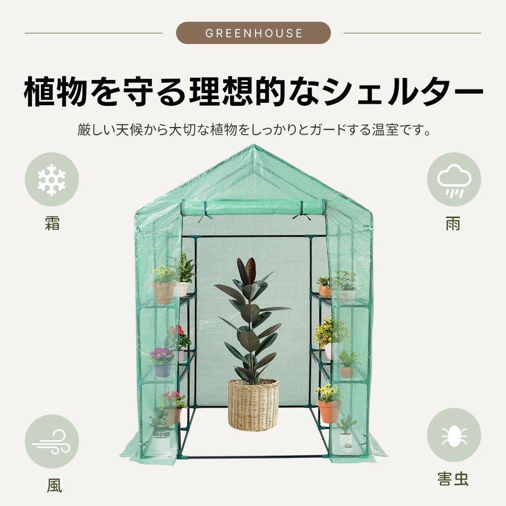 ビニール温室大型 2枚カバー付き 143*142*196CM 左右2段 ベランダ ビニール温室 大型 2枚カバー付き143*142*196CM 温室 左右2段