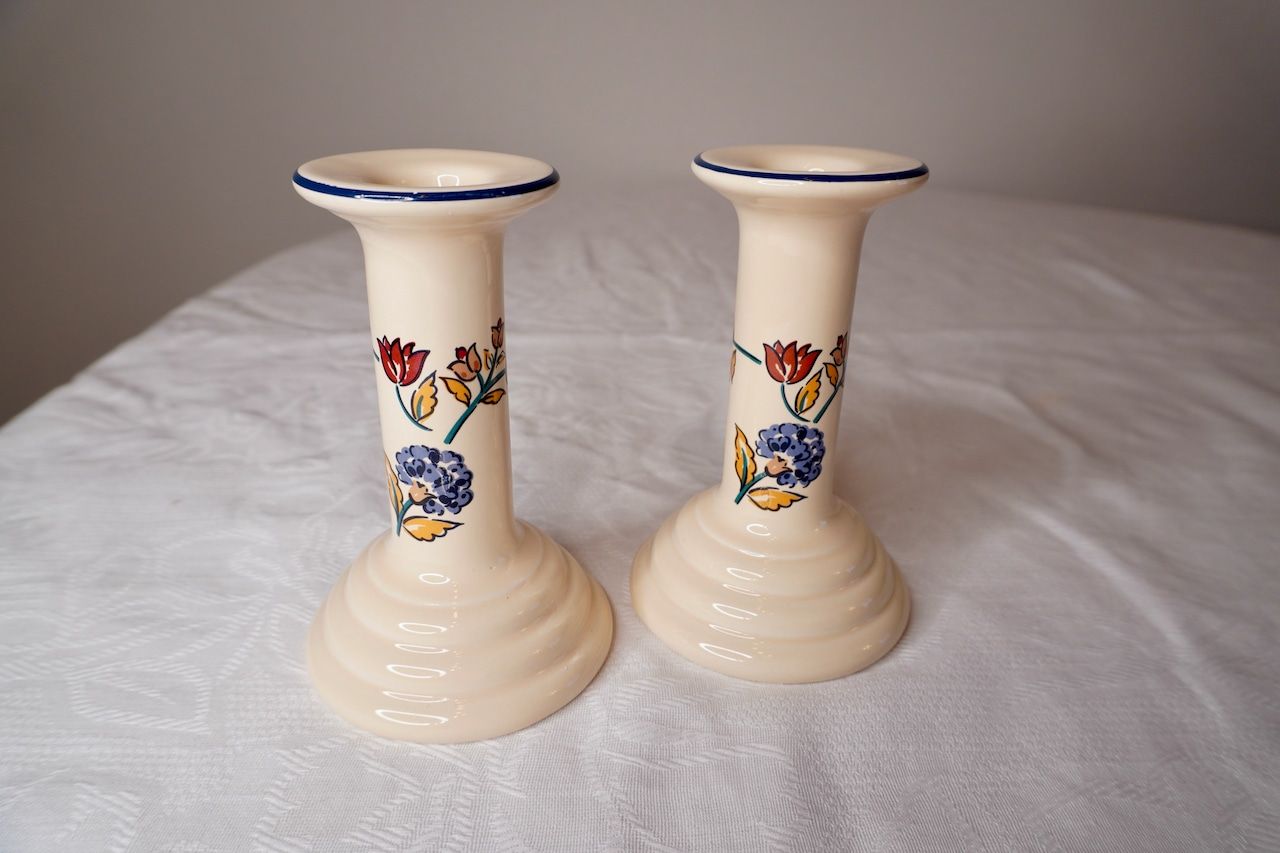 イギリス ヴィンテージ 陶器のキャンドルスタンド 販売 ペア