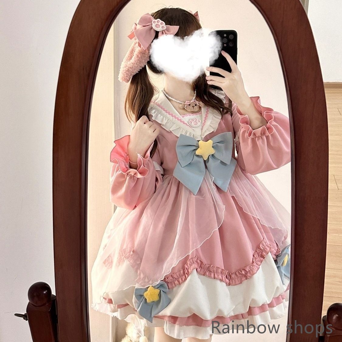 Lolita ロリータ ワンピース 魔法少女 cos 星 ピンク ml330cp16