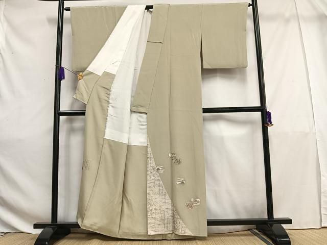 未着用　松尾光琳　小紋　源氏香　縦縞　銀彩　着物　014a d 平和屋着物□松尾光琳 色留袖 源氏歌仙図 銀彩 正絹 逸品