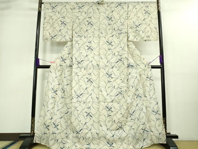 平和屋着物 上 夏物 小紋 絽 舞蝶 枝葉文 洗える着物 DZAA9131kh5