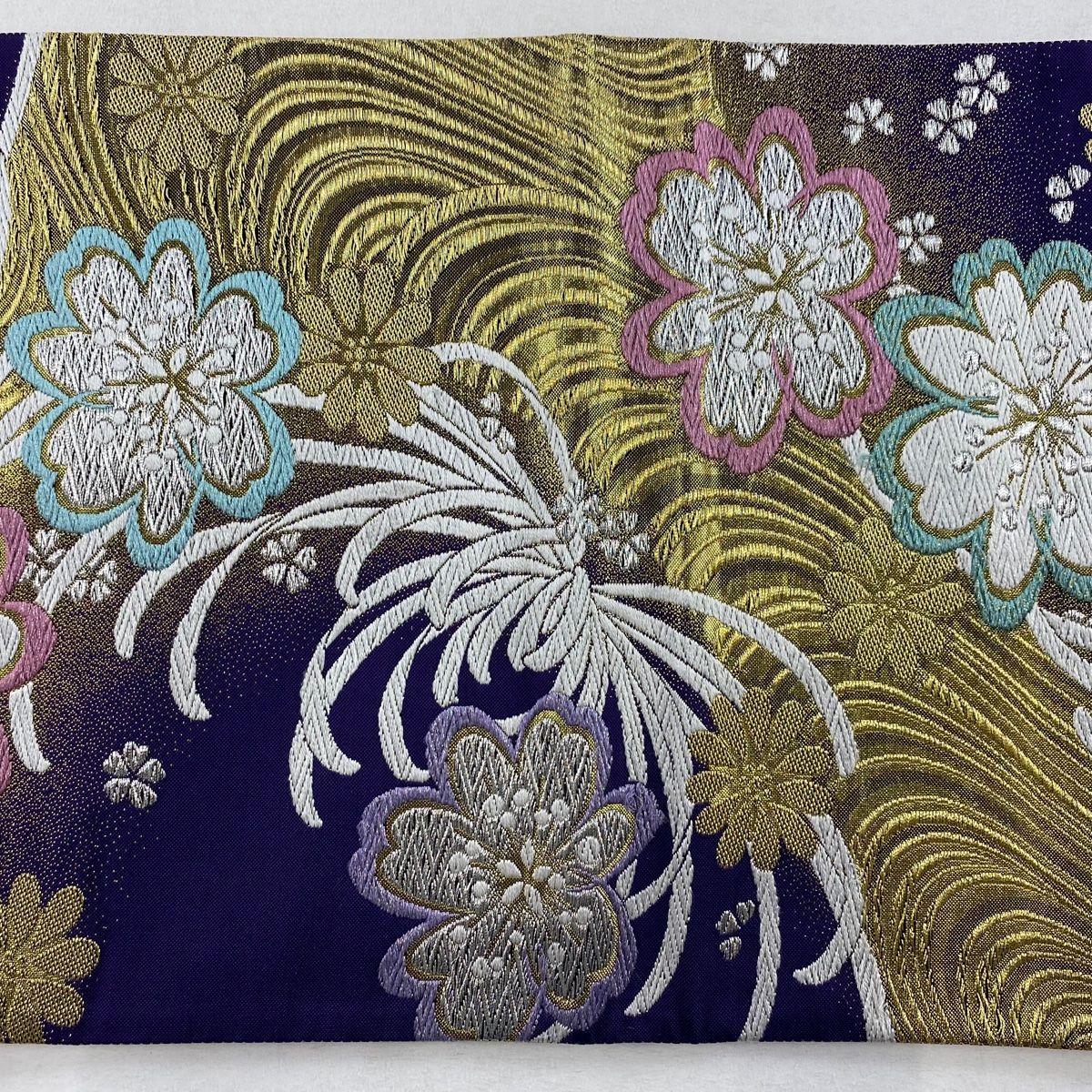 袋帯 秀品 桜 菊 金銀糸 箔 濃紫 六通 正絹 【中古】 - メルカリ