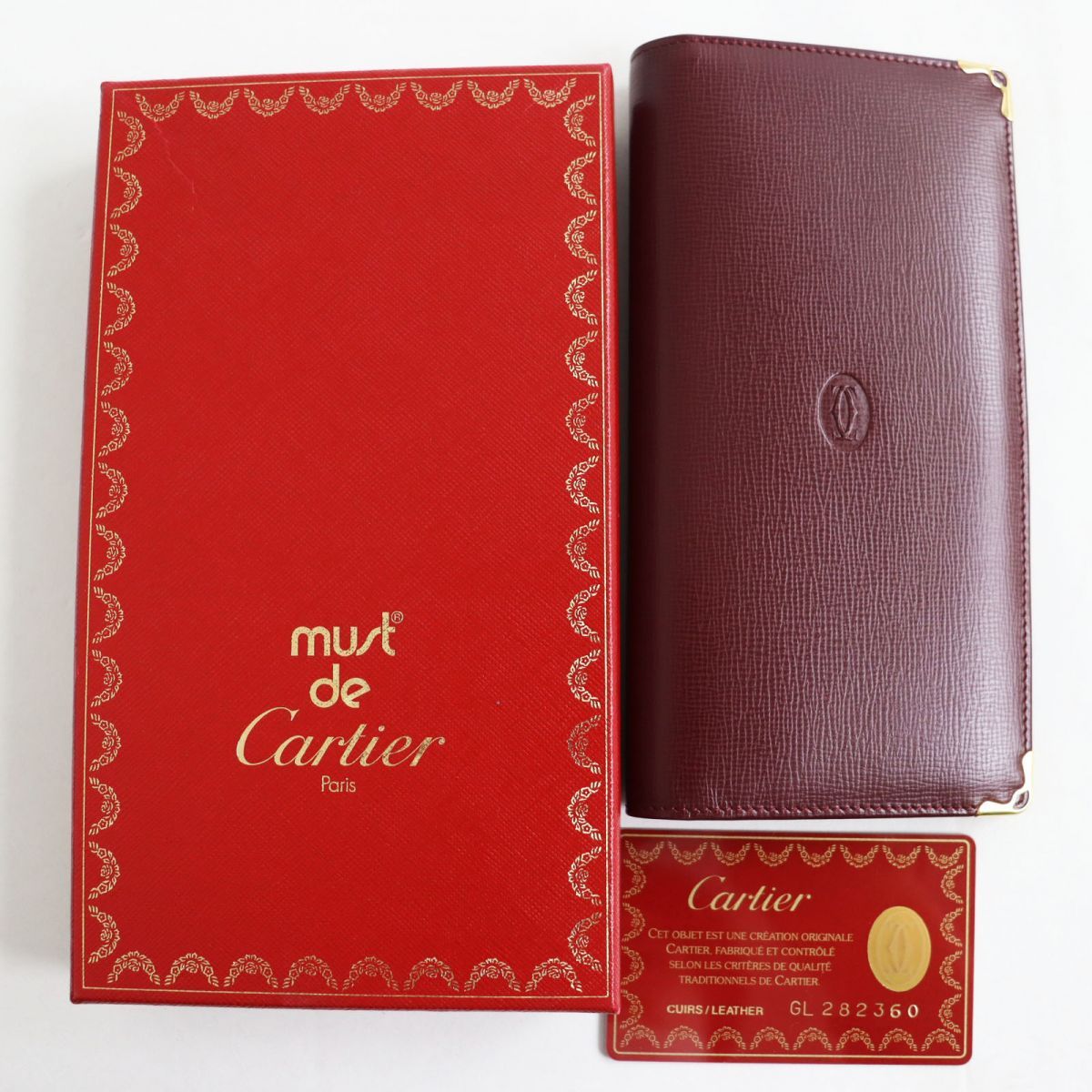 【cartier】カルティエ　長財布　ロングウォレット　マストライン　ボルドー MUST DE CARTIER カルティエ 長財布 マストライン ロング
