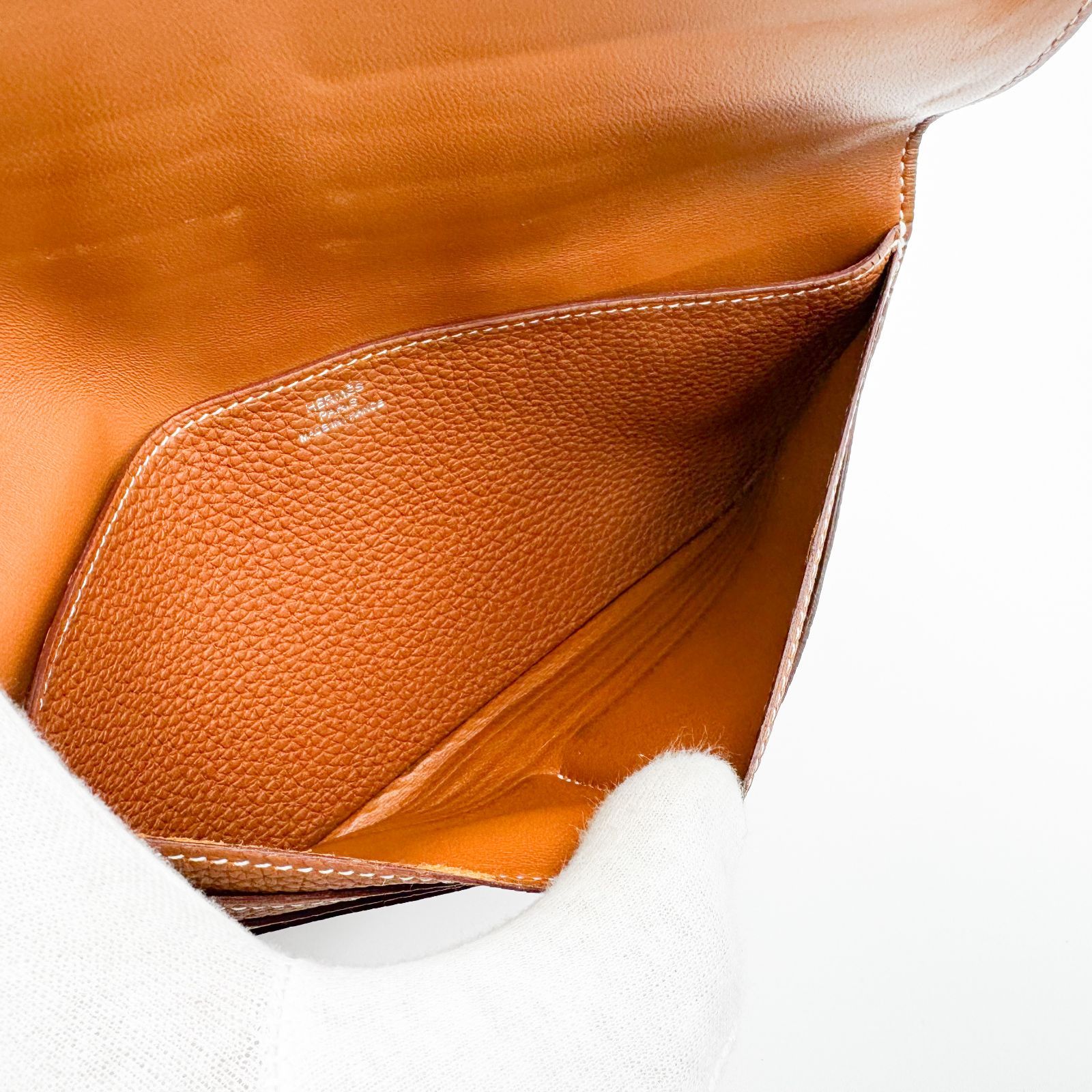 エルメス HERMES ドゴンロング エトゥープ トゴ C刻印 長財布 二つ折り