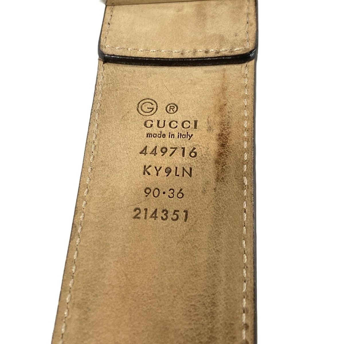 GUCCI(グッチ) ベルト 90 GG柄 449716 ダークブラウン×ベージュ