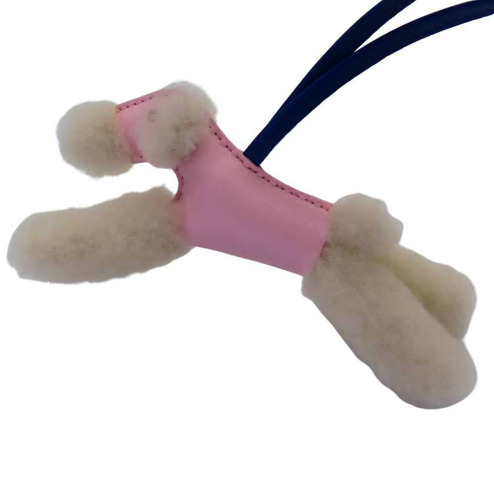 中古】エルメス Hermès バディ チャーム 犬 ピンク系 レザー ウール