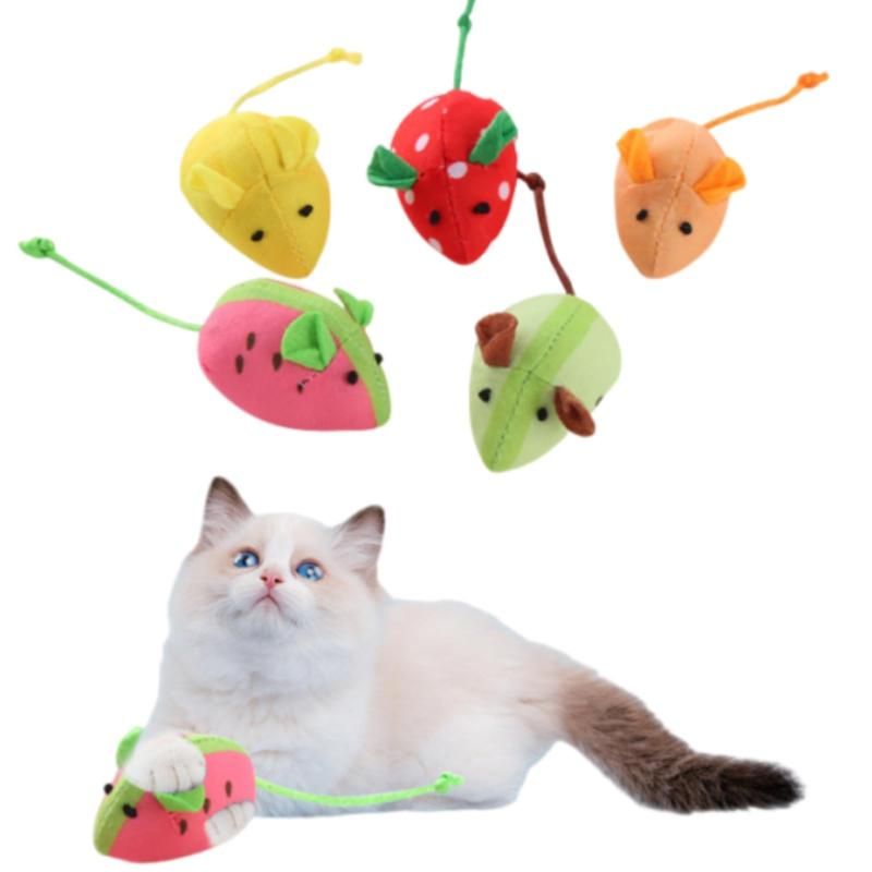 YFFSFDCフルーツマウス 猫のおもちゃ5個セット柔らかい 子猫