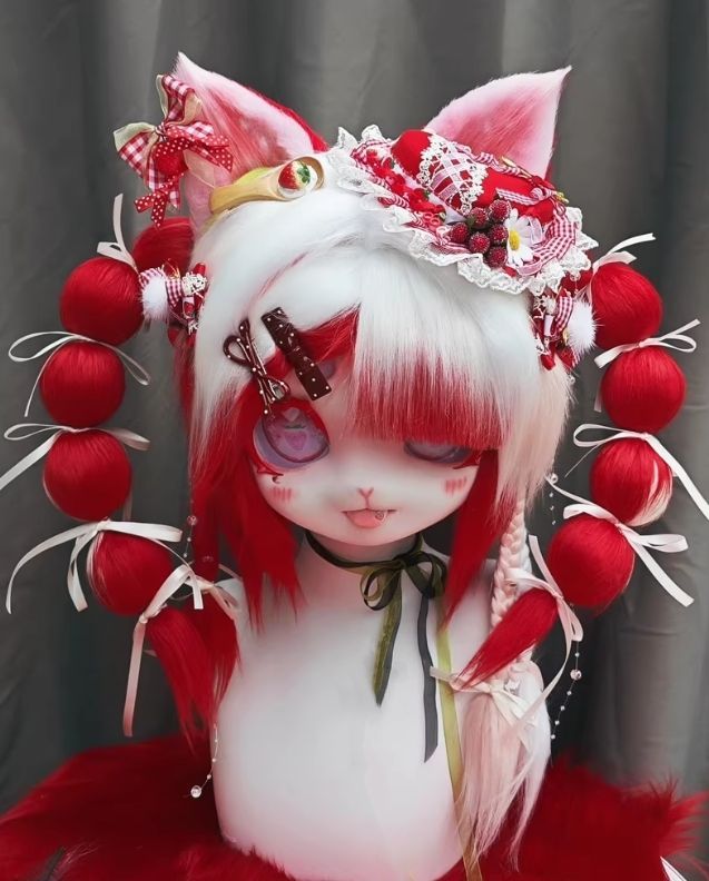 着ぐるみヘッド kigurumi NO.15 赤 ファースーツ 全頭ヘッド ケモノ マスク ぬいぐるみ コスプレ コスチューム