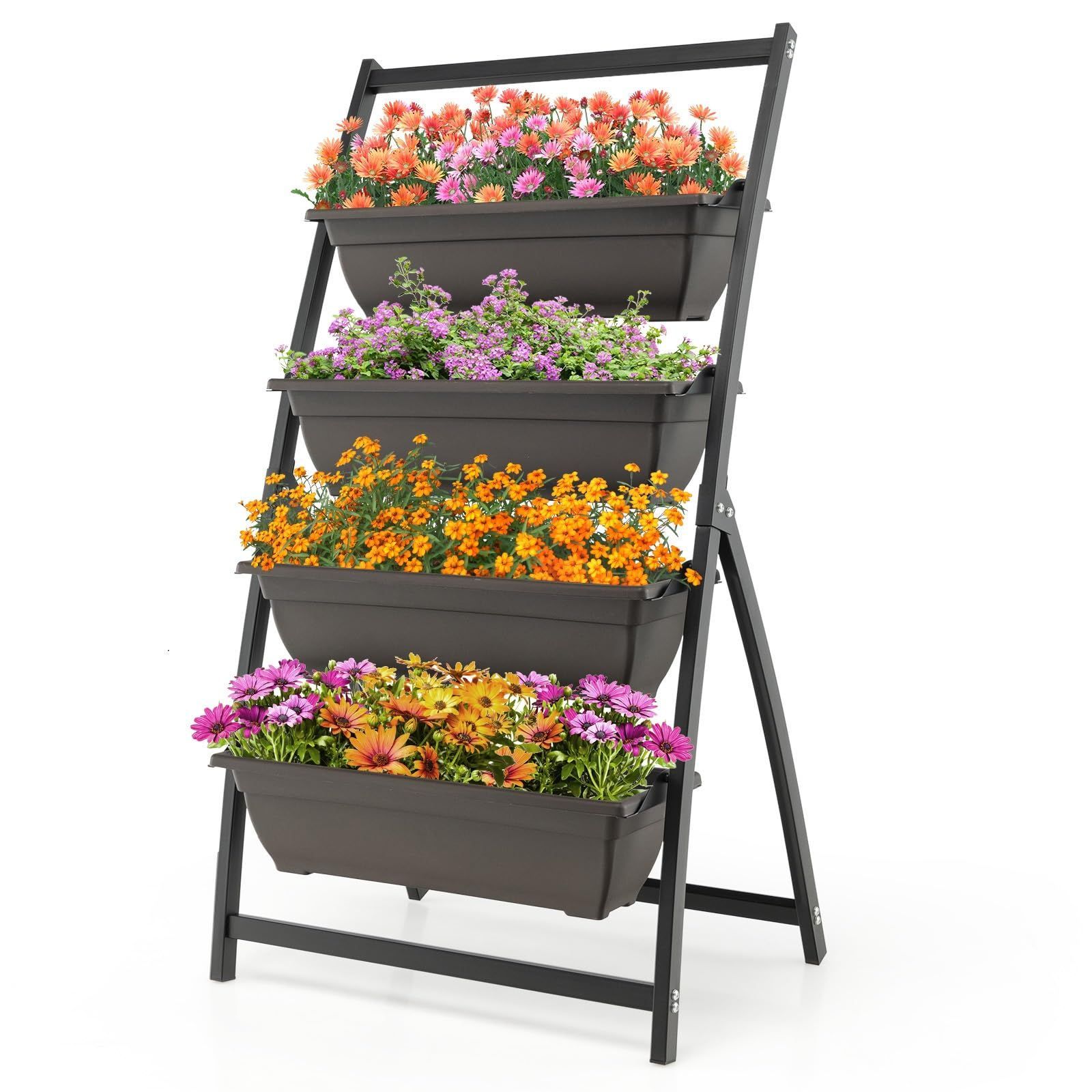人気商品 植木鉢 ガーデニング用品 菜園プランター 園芸用品 ガーデンプランター ベランダ菜園 植物育成 家庭菜園 野菜 自家栽培 花 果物栽培 野菜栽培 果物 排水穴付き 大容量 長方形 4段式 おしゃれ プランター 頑丈 COSTWAY