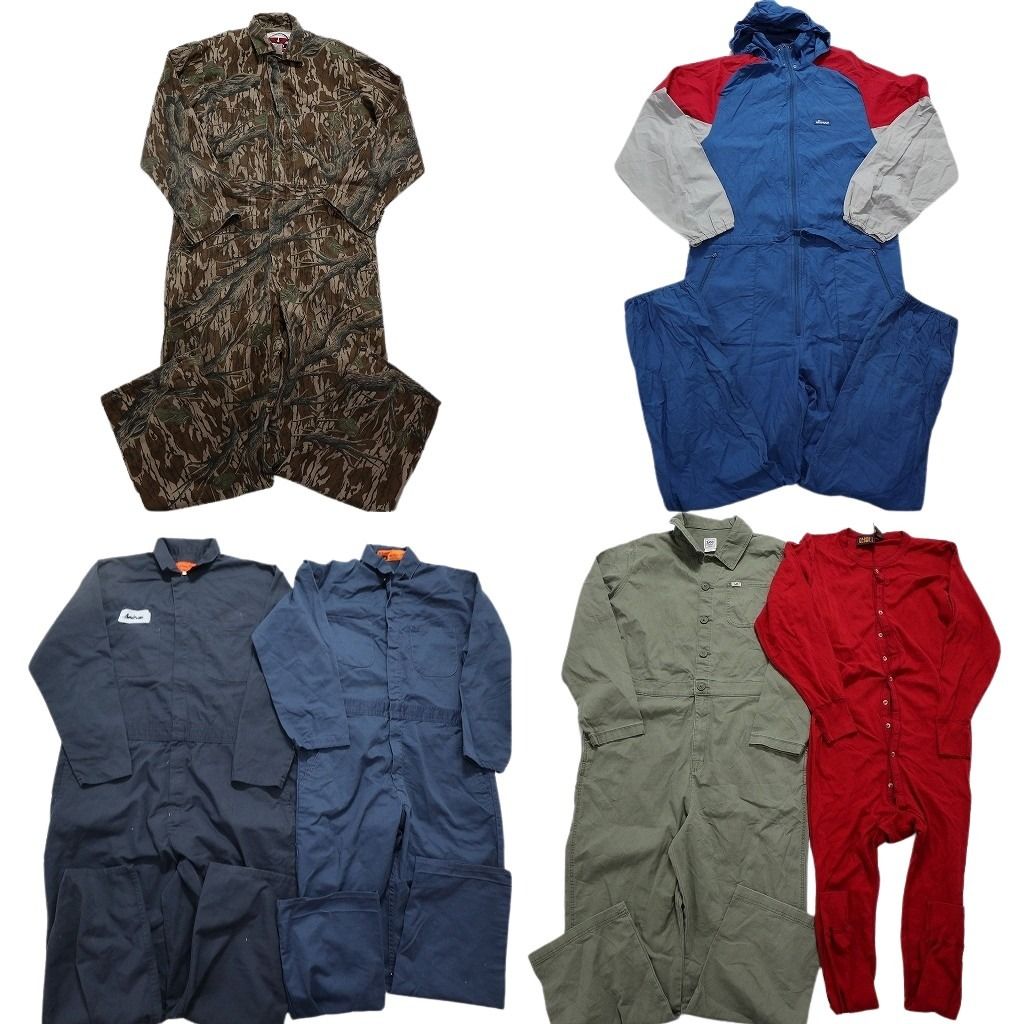 古着卸 長袖 オールインワン 6枚セット メンズ M L XL 42 48 ワーク ジップアップ 切替 リアルツリー 古着 NC1359