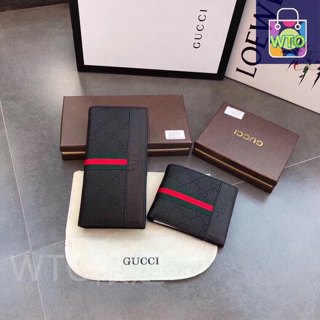 Gucciグッチ、財布、財布、男性の本革は長さ2つ折り[本日特価