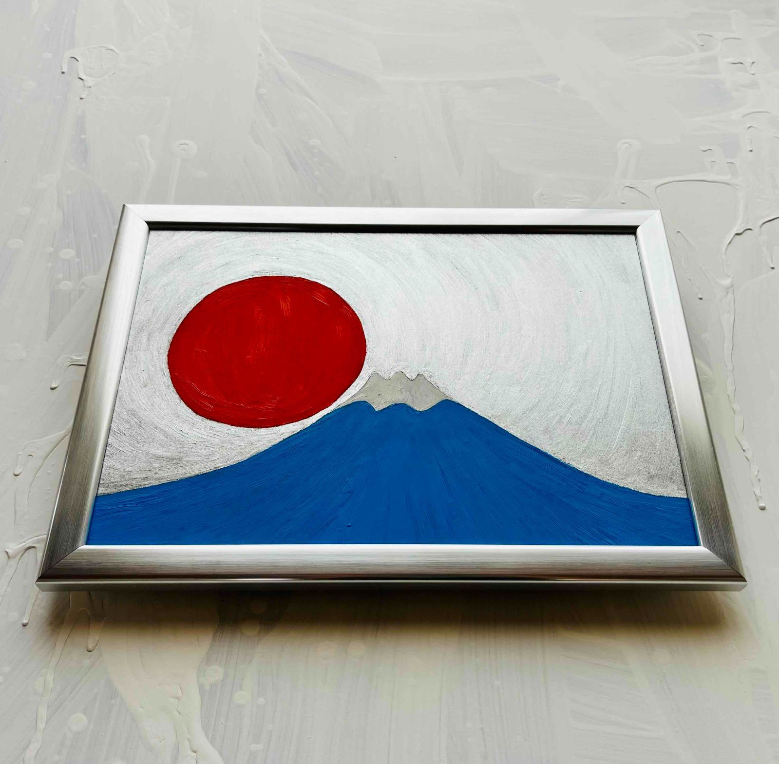 25×34㎝【開運・仕事・学業運】「青富士2」特大・油彩・額装・原画・風水 25×34㎝【開運・仕事・学業運】「青富士2」特大・油彩・額装
