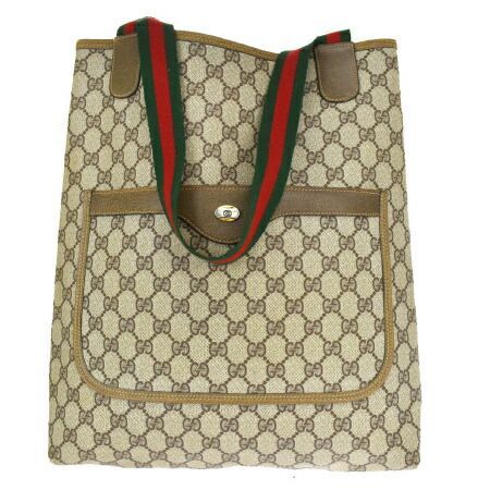 【中古】 中美品 グッチ GUCCI シェリー トートバッグ ショルダー GG柄 ブラウン グリーン レッド PVC レザー 30MQ265