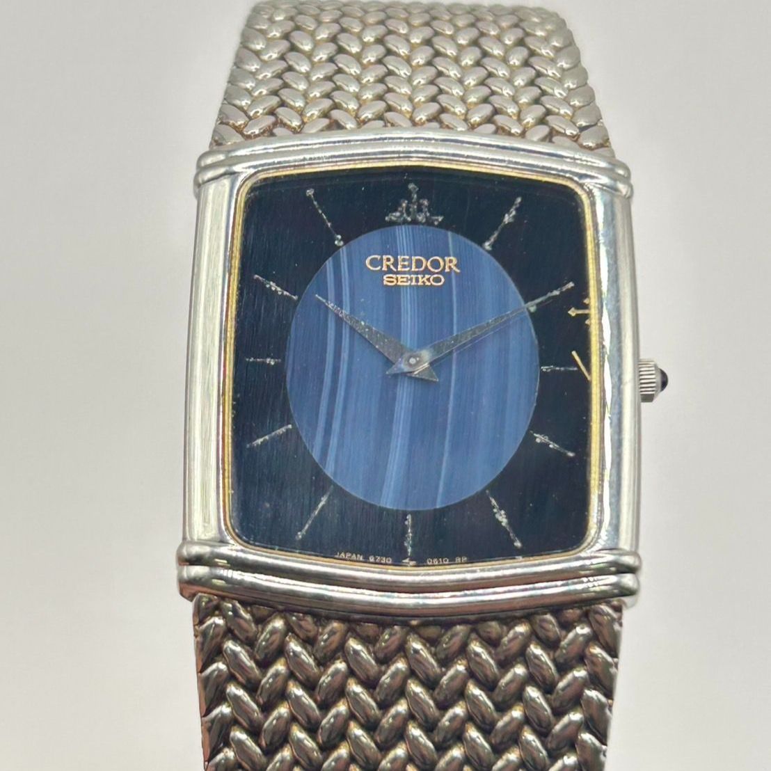 ◎ 腕時計 SEIKO CREDOR クレドール 型番 6730-5330 クォーツ式 電池式 レディース セイコー 女性 文字盤 四角 スクエア カラー 黒 紺 ブラック ネイビー 銀 シルバー SILVER ステンレス スチール