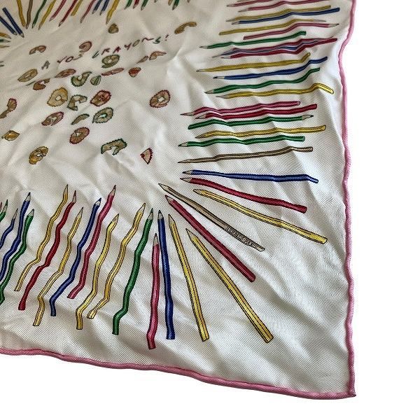  エルメス Hermes カレ45 オフホワイト×マルチ 色鉛筆 ブランド小物 スカーフ レディース その他 その他