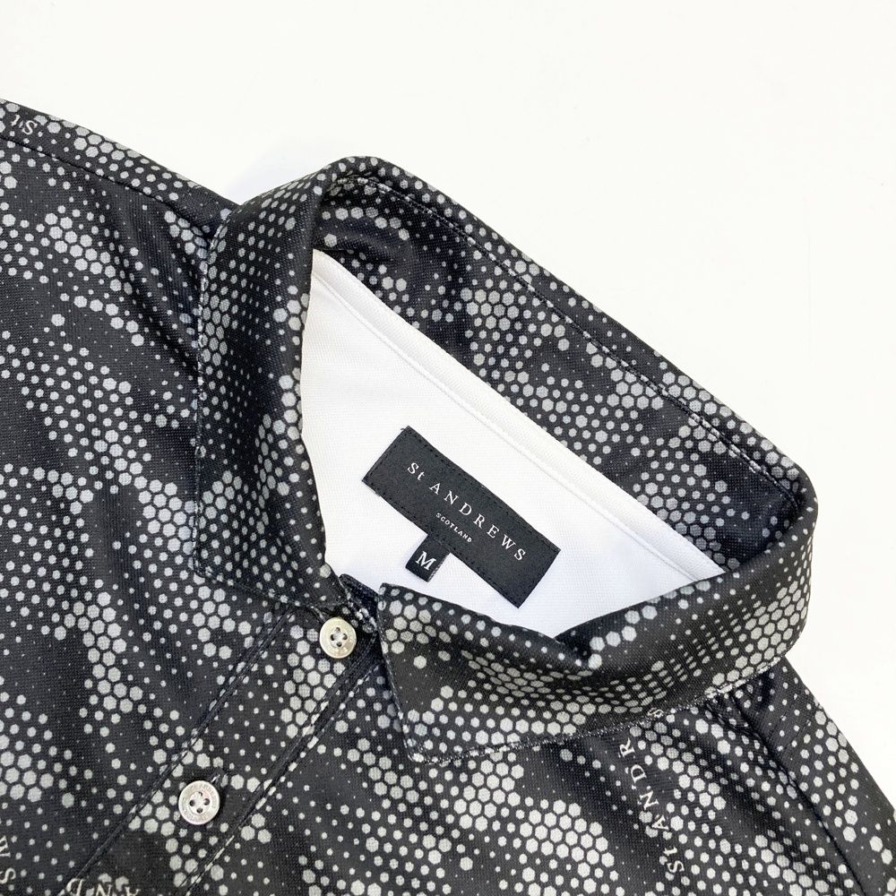 サイズ：M ST ANDREWS セントアンドリュース ロゴ刺繍 半袖ポロシャツ