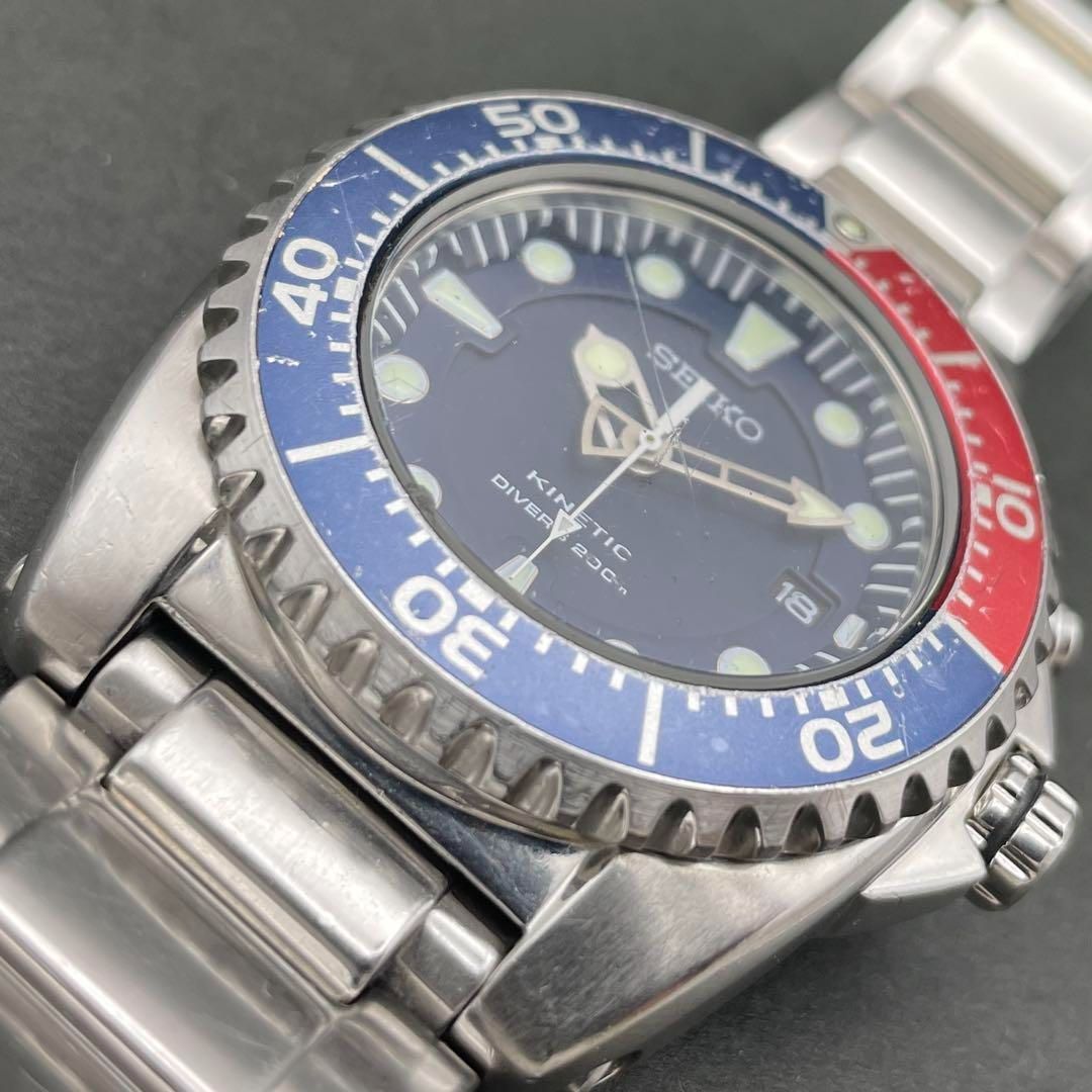 二次電池交換済】SEIKO キネティック 5M62-0BL0 ペプシベゼル KINETIC