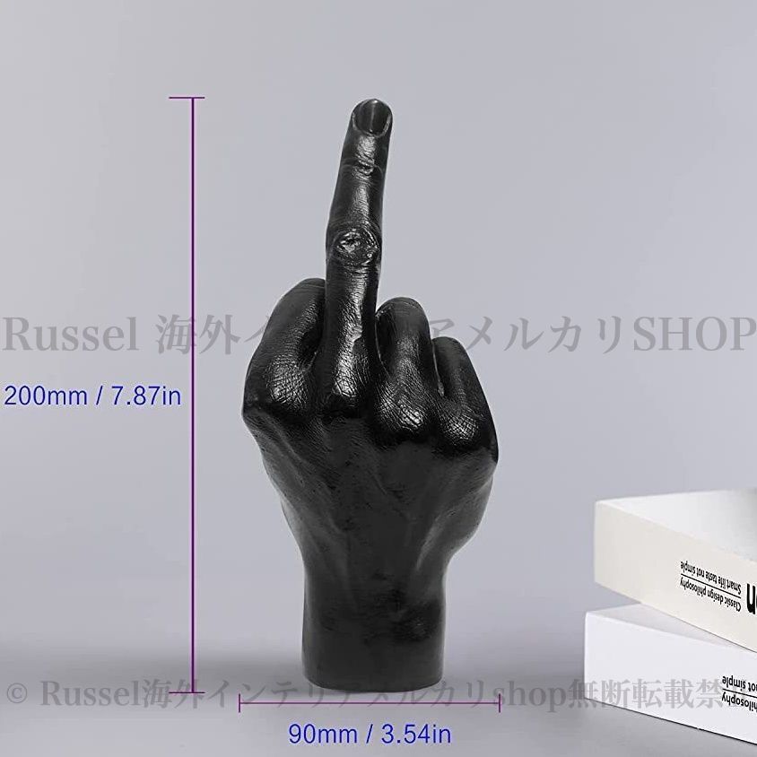 fuck hand」 置物 オーナメント 黒 シルバー 手作り 装飾 オブジェ