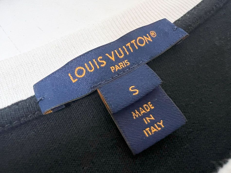 LOUIS VUITTON ルイヴィトン レディース コントラスト トリム Tシャツ トップス ブラック チェーン Sサイズ RW232W OB0 FPTS37 LOUIS VUITTON ルイヴィトン レディース コントラスト トリム T