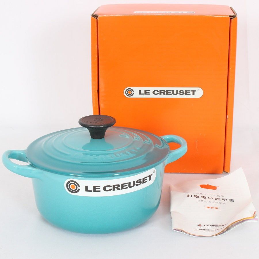 LE CREUSET ココットフルール　カリビアンブルー 美品】ルクルーゼ フルール 限定色カリビアンブルー 新品】LE CREUSET