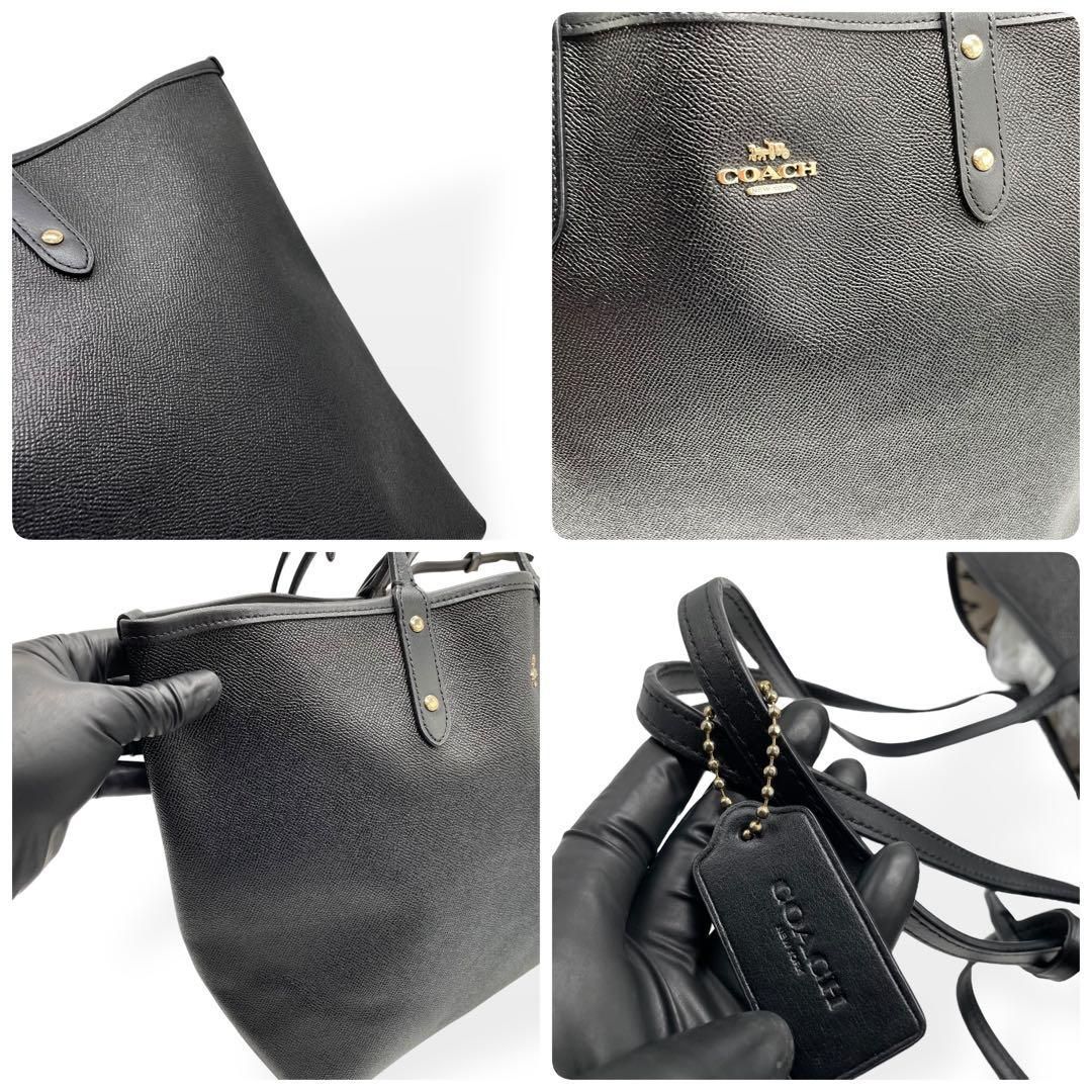 美品 COACH コーチ トートバッグ リバーシブル PVC レザー