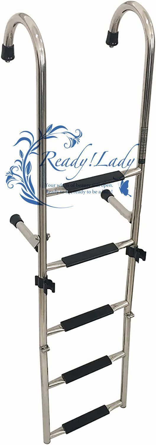 ボート用 梯子 ラダー ボート リアエントリーポンツーン|ドック用のステンレス鋼製延長ボートはしご 取り外し な折りたたみ式マリンヨ