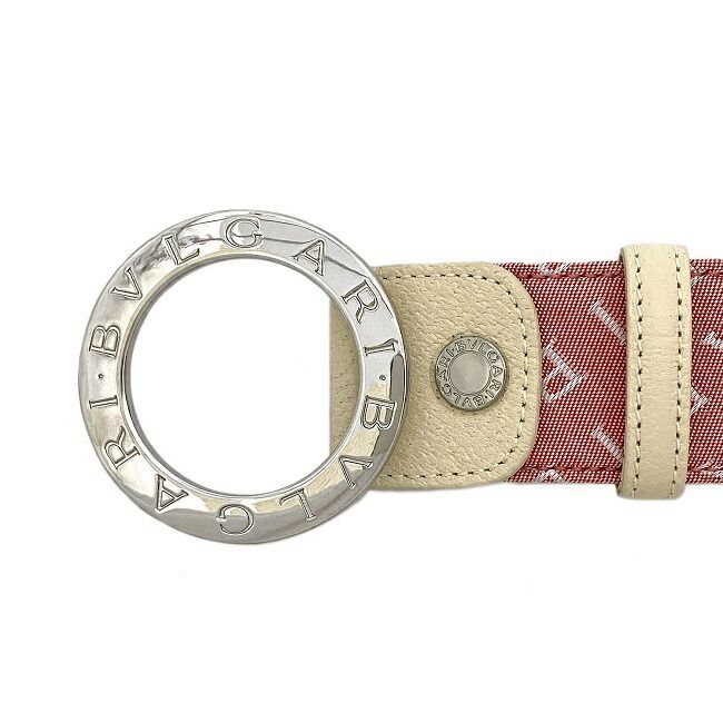 ブルガリ ベルト ピンク ベージュ シルバー ロゴマニア 未使用