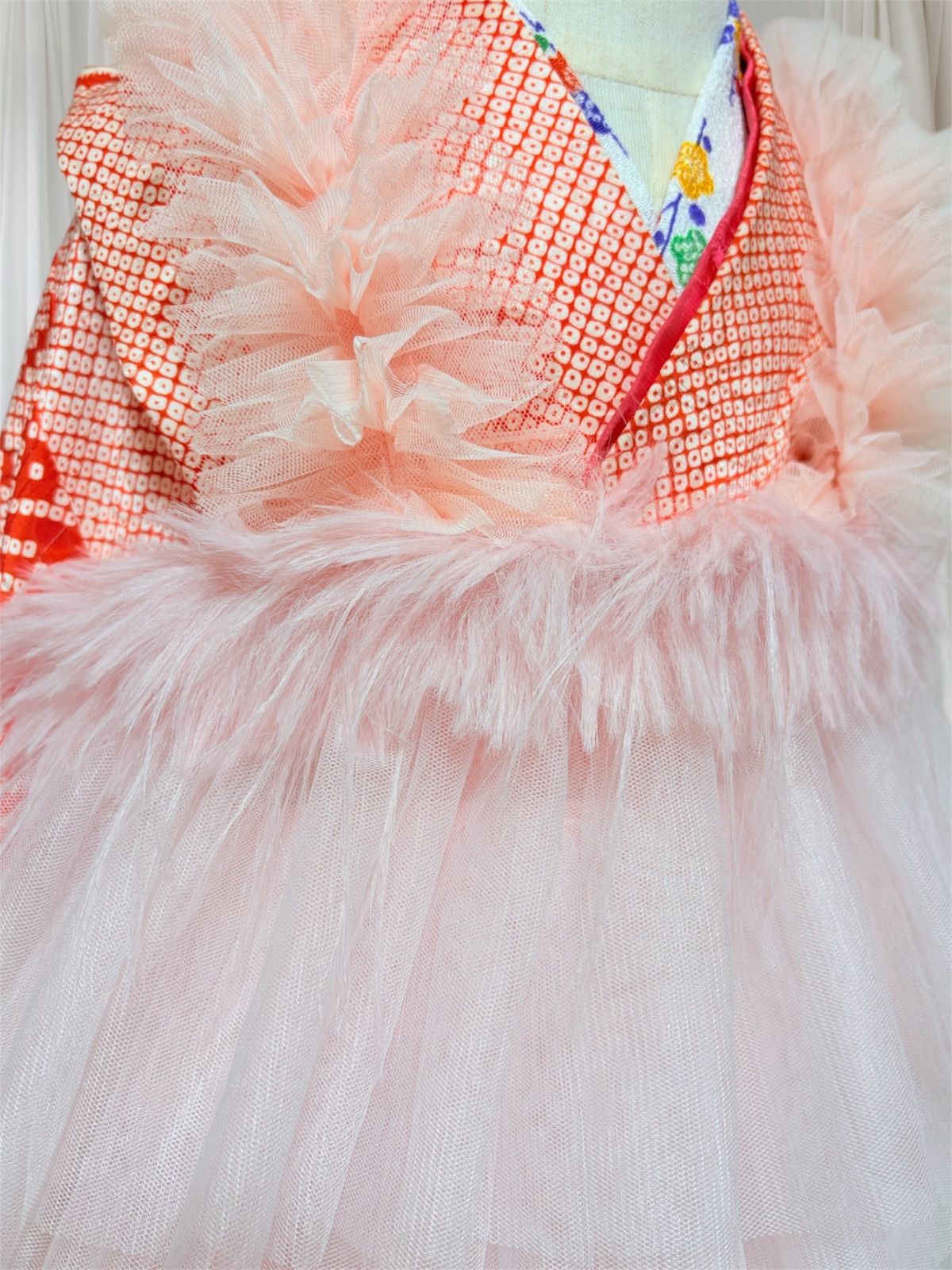 ⭐︎mmmさん専用⭐︎七五三　チュール被布　三歳　被布エプロン　フリル レース被布 チュール被布 被布エプロン 七五三 お被布 フリフリ