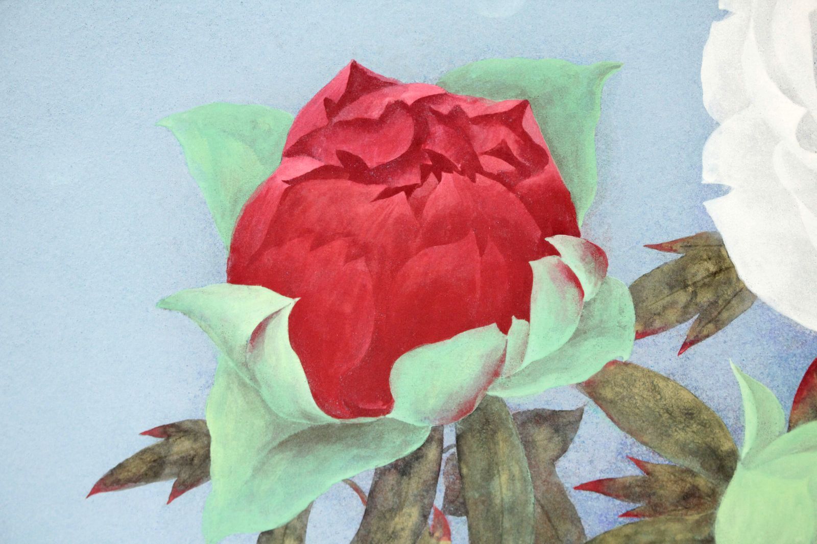 鹿見喜陌 「紅白華」 日本画 絵画 - メルカリ