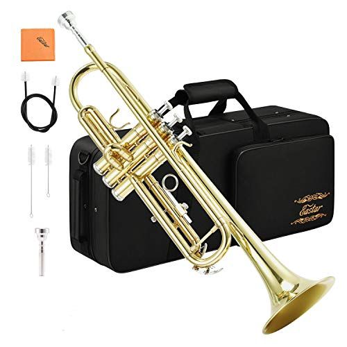 Eastar トランペット Bb調 Trumpet 初心者 清潔アクセサリー付 開学 学生 大人 ゴールドブラス